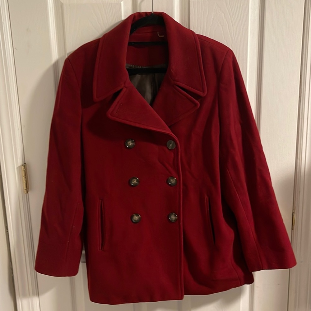 Red Calvin Klein Peacoat Size 14